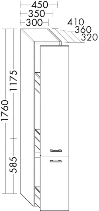 Burgbad Apothekerschrank System 30 Preisgruppe 4 Sana 1760x300x410 Eiche Natur, HSQY030F6331 HSQY030F6331