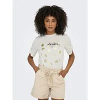 ONLY Kurzarmshirt ONLFREE – T-Shirt mit Print für lässige Kombinationen modisch, Jersey, regular fit, Materialmix, Rundhals