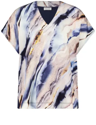 GERRY WEBER Collection - Kurzarmshirt beige/weiß - Gr. - 42