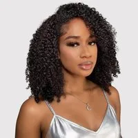 LuxusKollektion Echthaarperücke Perücke Echthaar Damen Curly 200 Dichte 35 cm Half Wig Natural Color