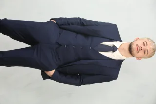 Herren Marineblau 3-teiliger formeller klassischer Anzug für für die Arbeit