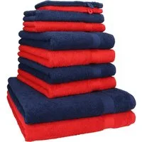 Betz Handtuch Set 10-TLG. Premium Farbe Dunkelblau & Rot, 100% Baumwolle (Set, 12-St)