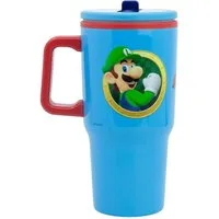Super Mario Thermobecher 640 ml Edelstahl doppelwandiger Trinkbecher mit Trinkhalm, 1-tlg., Edelstahl