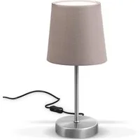 B.K.Licht Tischleuchte, ohne Leuchtmittel, LED Nachttischlampe mit Schalter E14 IP20 Stoff taupe matt-nickel