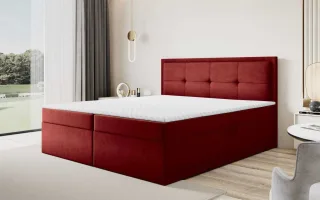 Boxspringbett Schlafzimmerbett DEGNA 160x220cm Stoff Gerra Bordeauxrot