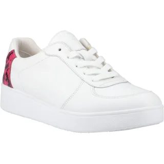 Fitflop Rally Schlangenleder-Backtab Leder Damen Urban Weiß/Wilde Himbeere Trainer