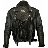 MDM Motorradjacke Chopper Lederjacke aus Rindsleder, Motorradjacke, Biker Jacke, Fransen Fransen Lederjacke mit Protektoren