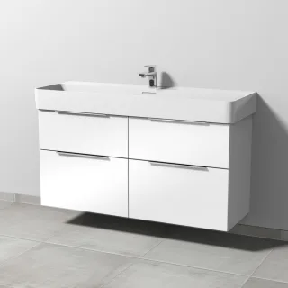 Sanipa 3way Waschtischunterbau zu Laufen VAL Waschtisch mit 4 Auszügen, Weiß-Glanz UF82578