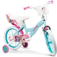 Toimsa Bikes Kinderfahrrad 16 Zoll Kinder Mädchen Fahrrad Kinderrad Rad Bike My Little Pony 1697, 1 Gang, Puppensitz, Korb, Stützräder