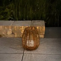 esotec LED Windlicht Solarleuchte Rattan Isabella 23x28cm warmweiß outdoor außen 102281, LED fest integriert