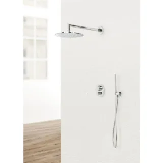 Herzbach Living Spa Wannenset 11.620221.4.01 chrom, mit Konushalter, Brauseanschlussbogen, 1.600mm, round