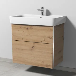 Sanipa 3way Waschtischunterbau zu Geberit Renova Plan Waschtisch mit 2 Auszügen, Eiche Natural-Touch BR87785