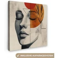 OneMillionCanvasses® Leinwandbild Gesicht - Kreise - Kunst - Modern, Fotodruck (1 St), Wandbild, Deko Schlafzimmer Wohnzimmer Flur 20x20 cm