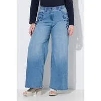 Ulla Popken 5-Pocket-Jeans Jeans Mary Stickerei extraweites Bein Komfortbund