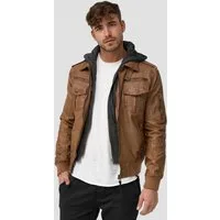 Indicode Lederimitatjacke Herren Aaron Übergangsjacke Herrenjacke mit gerippten Ärmel - und Saumabschluss