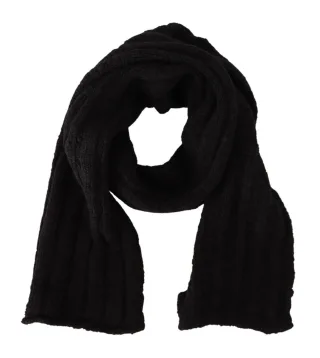 Dolce & Gabbana Black Virgin Wool Tritt Unisexe Châle chauffant