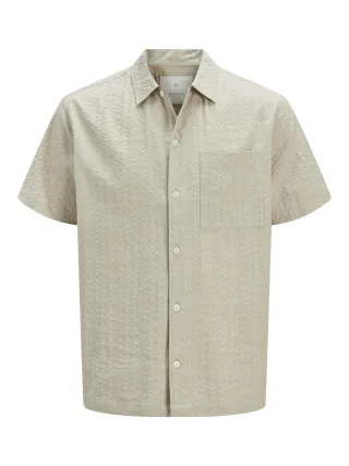 JACK&JONES - JPRCCEASTON SEERSUCKER S/S SHIRT LN silver lining - Gr. - M