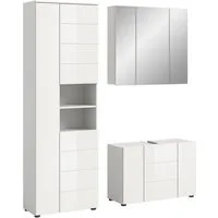 welltime Badmöbel-Set BIEL, Höhe 190 cm, Hochschrank, Unterschrank, Spiegelschrank, (3-St), Bad Set, modernes Design, Hochschrank, Unterschrank, Spiegel
