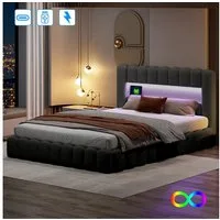 Furnishings Home Polsterbett Doppelbett Jugendbett (Set, Bett), Mit LED-Beleuchtung, USB & Type-c Anschlüsse, Leinen, 180x200 cm