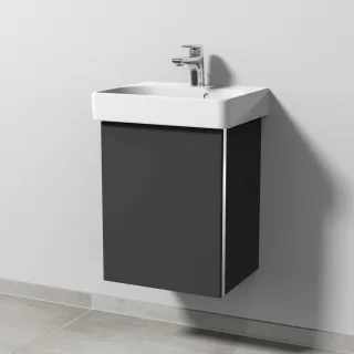 Sanipa 3way Waschtischunterbau zu Geberit Renova Plan Slim Waschtisch mit 4 Auszügen, Graphit-Matt BP6681B