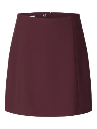 selected women - SLWRITA MW SHORT SKIRT MEL Tawny Port - Gr. - 36