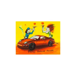 Udo Lindenberg Original Farblithografie "Panic Porsche Power" -...