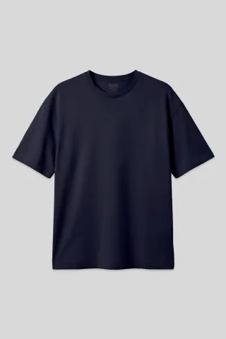 Oversized Baumwollmischung Rundhalsausschnitt T-Shirt