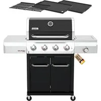 nexgrill Gasgrill 4B Gourmet Pro 4 + 1 Brenner, Seitenkochfeld & Gusseisen Plancha, 16,5KW, Gourmet Pro, Aufbaumaß: 134x56x121 cm