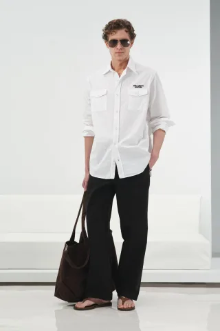 Lässiges Langarm-Casual-Shirt aus Baumwolle mit Tasche
