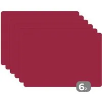MuchoWow Platzset Rot - Einfarbig, (6-St), Platzsets, Tischset, Abwaschbar, Tischsets, Platzdeckchen
