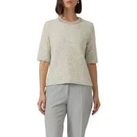 s.Oliver BLACK LABEL Strickpullover halbarm, mit Glitzersteinen besetzter Rundhals