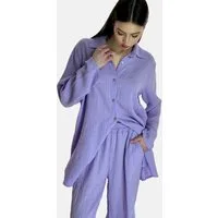 Elara Anzug Damen Zweiteiler aus Musselin mit Oversize-Hemd und weiter Hose (Set, Set)