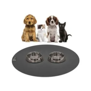 SANOZOO ® - runde Napfunterlage - Öko-Tex und Made in Germany grau 60 cm, 60 cm