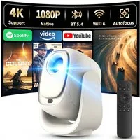 Forrlite Mini Beamer 4K Unterstützt,Beamer Integrierte APP,20000 Lumens Mini-Beamer (Automatische Trapezkorrektur,WiFi 6 180°Dreh Projektor Tragbar)