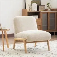 BBWL Polsterstuhl Skandinavischer Stoff-Loungesessel aus Chenille mit Holzgestell, weicher Akzentstuhl für Wohnzimmer, Schlafzimmer, Büro