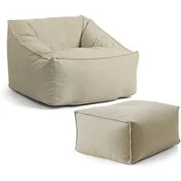 mokebo Sitzsack Der Sunnyboy (mit Hocker), Made in Germany, Beanbag Outdoor, Sitzsack, Gartenliege in Sand