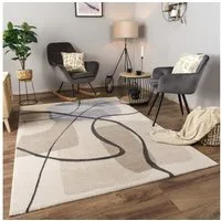 KADIMA DESIGN Teppich Abstrakt Wohnzimmer schmutzabweisend Teppich Kurzflor, Rechteckig, Höhe: 16 mm, Florhöhe: 12 mm, 100% Polypropylen, Rechteckig, 80x150cm, Creme