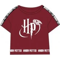 Harry Potter T-Shirt Crop-Top Mädchen, Weiß/Burgunder, 134–164, Harry Potter