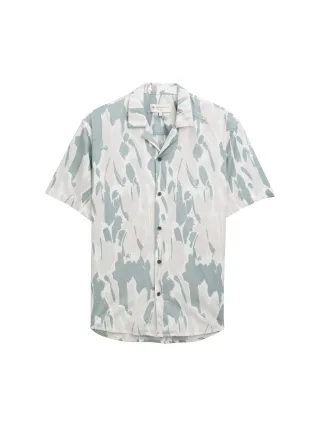 Denim Tom Tailor - Relaxed Fit Kurzarmhemd im Hawaii-Look white abstract flowery print - Gr. - L