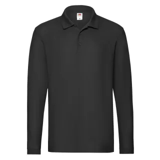 Fruit of the Loom - "Premium" Poloshirt für Herren Langärmlig (Schwarz)