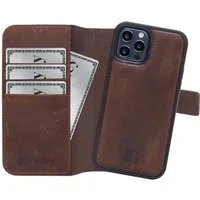 Burkley Handytasche 2in1 Leder Handyhülle für iPhone 14 Pro Max Cover (1-tlg., Book Case Lederhülle mit Kartenfach und Magnetverschluss), herausnehmbare Innenhülle, Kartenfächer, Kick-Stand