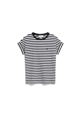 Armedangels - IDAARA STRIPE T-SHIRT white-black - Gr. - XL