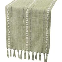 Blusmart Tischläufer Klassische Tischfahne im nordischen Stil (Tischdecke mit Quasten im Boho-Landhausstil 1-tlg, Handgefertigte Quasten, waschbar), Geeignet als Tischdekoration