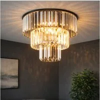 GLOBO LIGHTING LED Deckenleuchte, Leuchtmittel inklusive, Warmweiß, Deckenlampe Esszimmerleuchte LED Kronleuchter Glaskristalle rauch