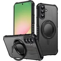 Wigento Handyhülle MagSafe 360 Grad Ring Halter für Samsung Galaxy A17 5G Silikon Schwarz, 360° Standfunktion, Anti-Rutsch-Seiten, Fingerabdruckschutz