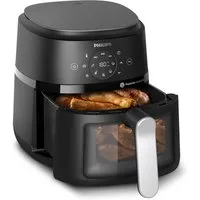 Philips Heißluftfritteuse Airfryer 2000 NA221/00, mit 4.2L, Sichtfenster, 1500 W, RapidAir Technologie und 13 Kochfunktionen, Schwarz/Silber