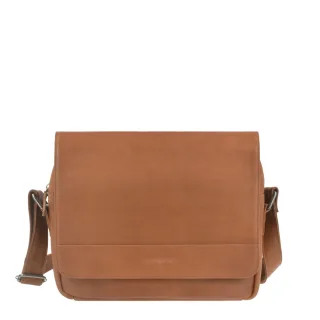 Schultertasche mit Tabletfach aus Ziegenleder in tan braun Format A4 | Greenburry. Elegante Umhängetasche Fiorentina für Freizeit und Alltag.