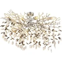GLOBO LIGHTING Deckenleuchte QUEENA, ohne Leuchtmittel, Deckenleuchte Silber, Glaskristalle Rauch/Klar, Flexo, E14