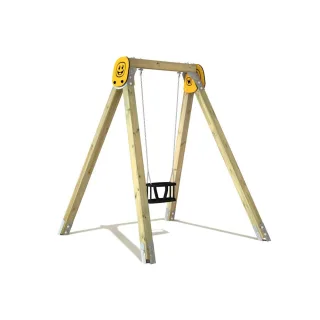 Babyschaukel PRO Dip - Stabile Massivholz Einzelschaukel für öffentliche Spielplätze mit sicherem Kleinkindersitz & Edelstahl-Elementen - Wickey
