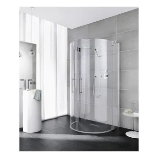 Kermi Pasa XP Halbkreis-Duschkabine Pendeltür PXZ20090181AK 90/85,5-88,5x185cm, silber mattglanz, ESG klar